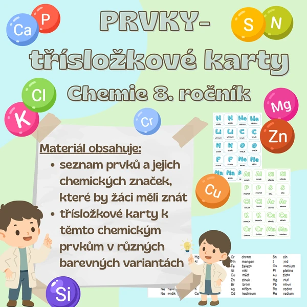 Značky prvků - třísložkové karty