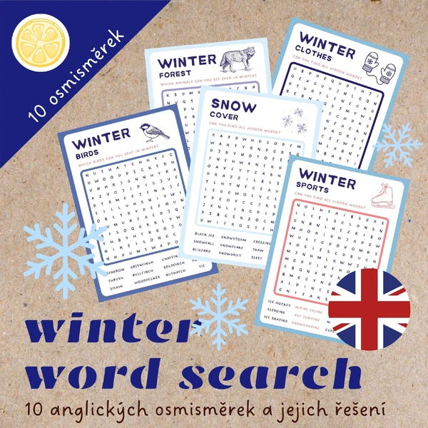 Winter word search - zimní osmisměrky v angličtině