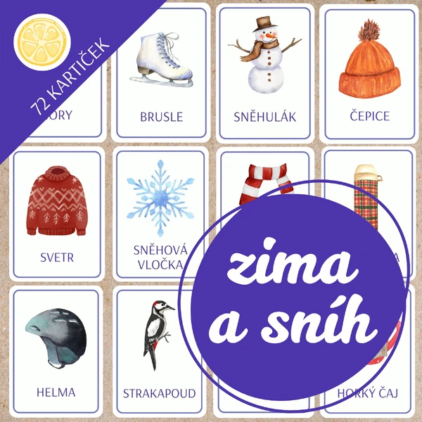 ZIMA A SNÍH - obrázkové demonstrační karty