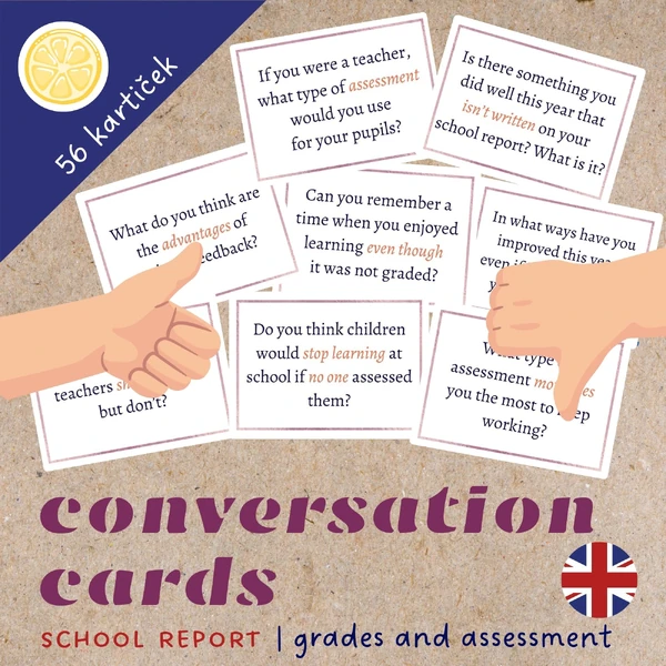CONVERSATION CARDS | school report, evaluation and assessment | konverzační kartičky v angličtině