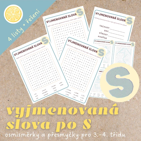 Vyjmenovaná slova po S | osmisměrky a přesmyčky