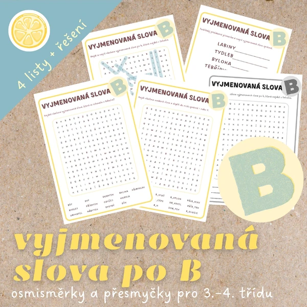 Vyjmenovaná slova po B | osmisměrky a přesmyčky