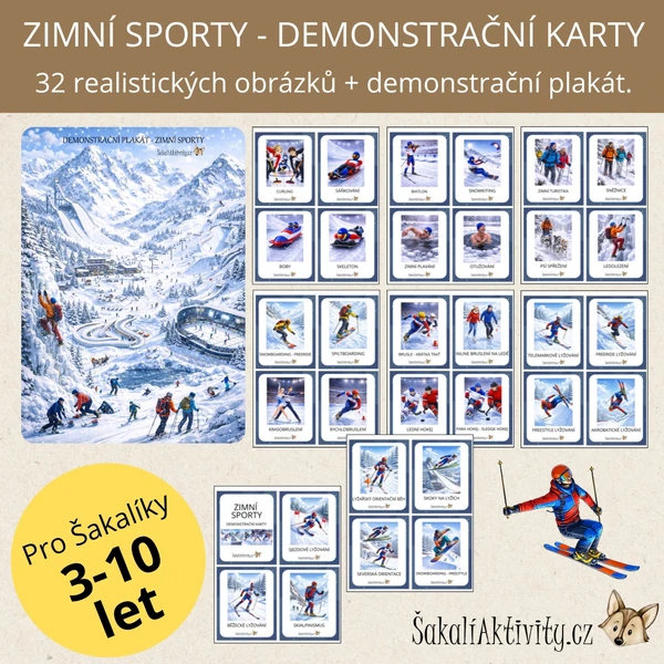  Zimní sporty - realistické - demonstrační karty 