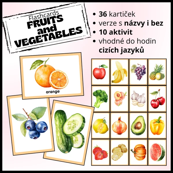 Fruits and vegetables - flashcards a 10 aktivit do výuky