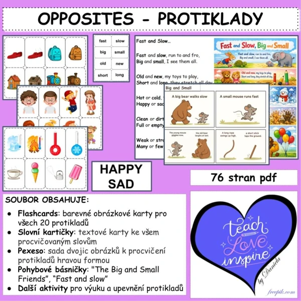 ADJECTIVES - OPPOSITES - PŘÍDAVNÁ JMÉNA PRO NEJMENŠÍ