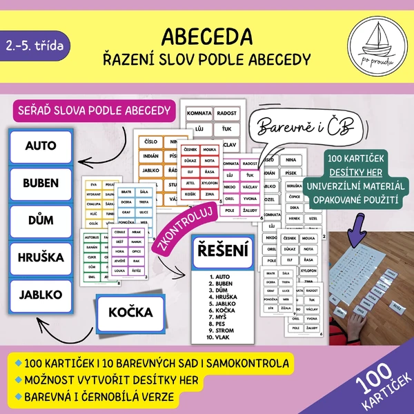 Řazení slov podle abecedy - kartičky | 1. díl