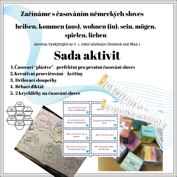 Časování sein, heißen, wohnen, kommen, spielen, lieben, mögen - sada aktivit