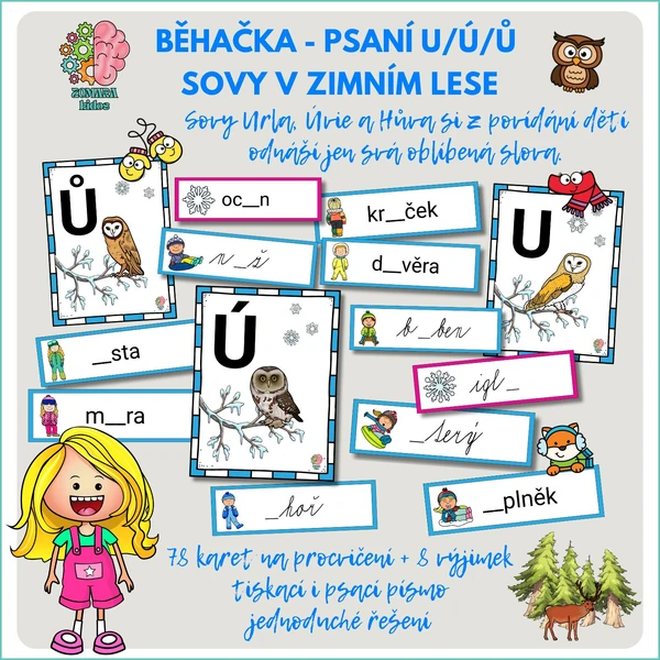 Běhačka psaní u/ú/ů - Co zaslechly sovy v zimním lese 