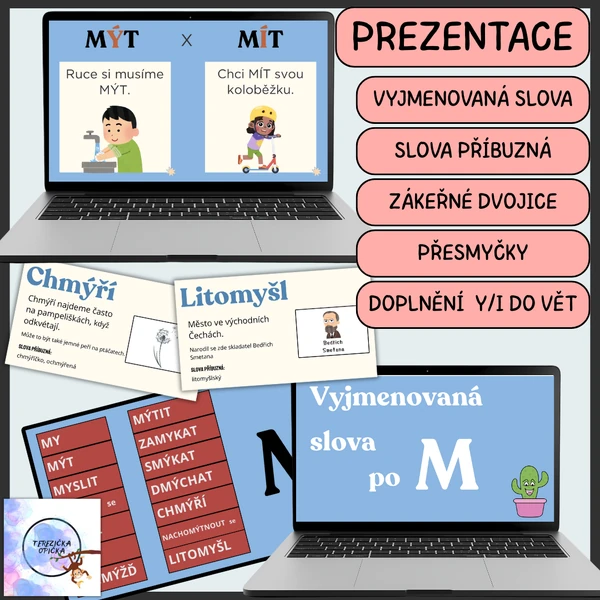 Vyjmenovaná slova po M - prezentace (význam slov), přesmyčky, zákeřné dvojice..