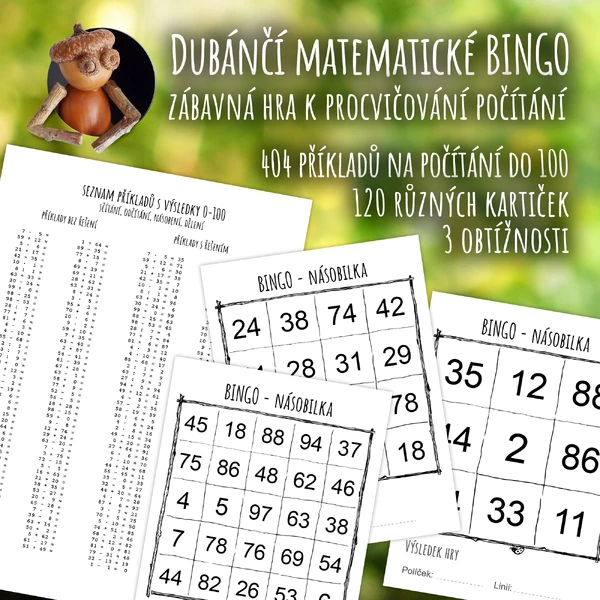 Matematické BINGO - počítání do 100