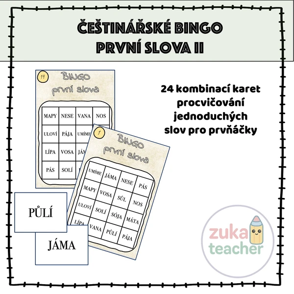 Češtinářské bingo - První slova