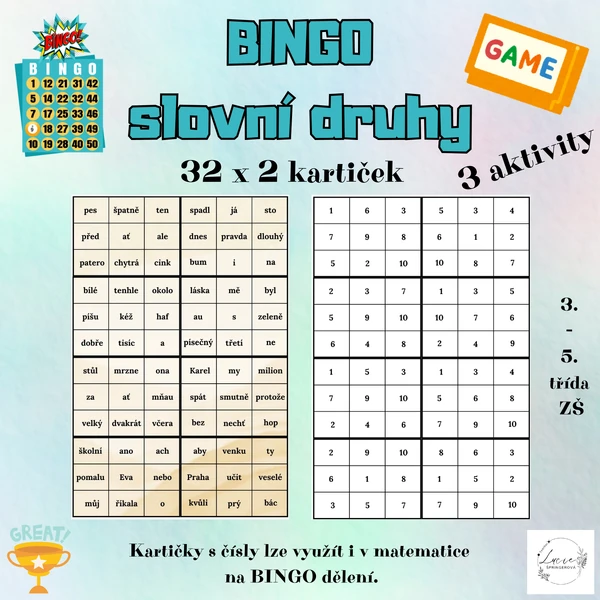 BINGO - SLOVNÍ DRUHY 3 v 1