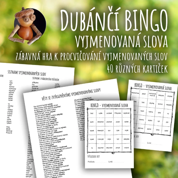 Dubánčí BINGO - vyjmenovaná slova
