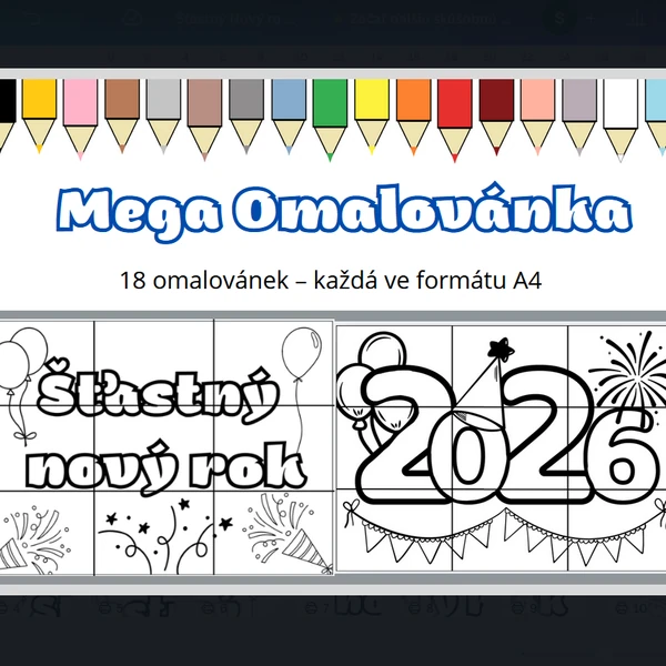 Mega omalovánka Šťastný nový rok