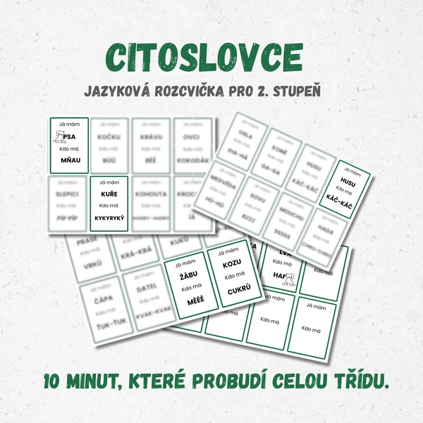 Citoslovce – jazyková rozcvička pro 2. stupeň
