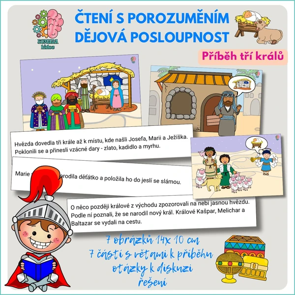 Čtení s porozuměním a dějová posloupnost: Tři králové
