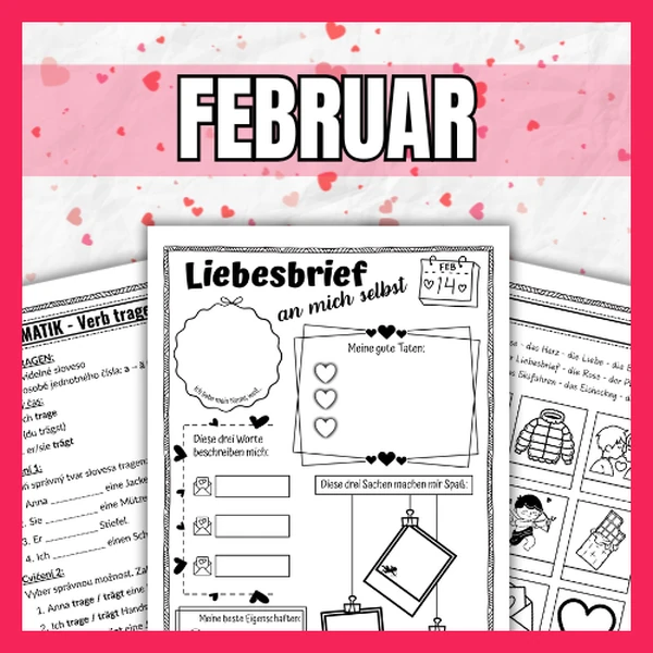FEBRUAR | Valentýn, sloveso tragen, oblečení, porozumění čtenému textu