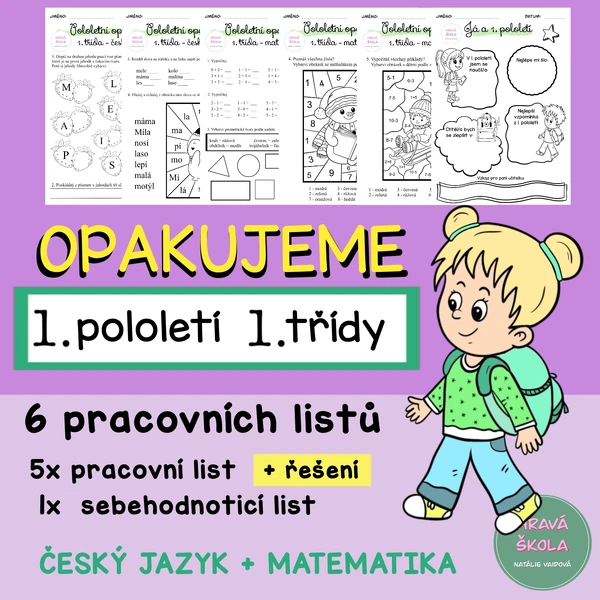 POLOLETNÍ OPAKOVÁNÍ 1. ROČNÍKU - ČESKÝ JAZYK a MATEMATIKA - 5 PL - SEBEHODNOCENÍ
