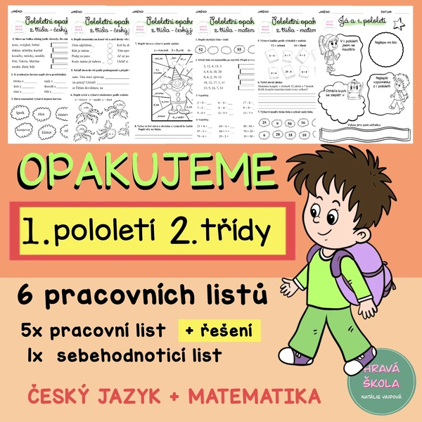 POLOLETNÍ OPAKOVÁNÍ 2. ROČNÍKU - ČESKÝ JAZYK a MATEMATIKA - 5 PL - SEBEHODNOCENÍ