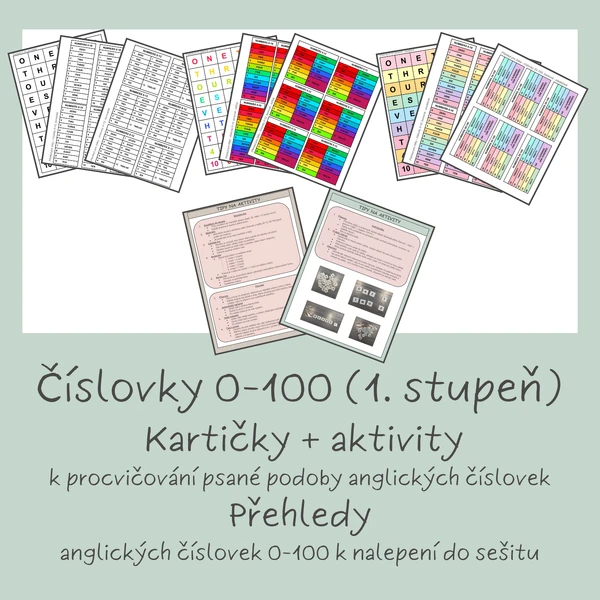 Kartičky k procvičování číslovek + přehledy