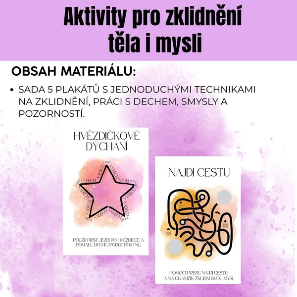 Plakátky s aktivitami pro zklidnění těla i mysli
