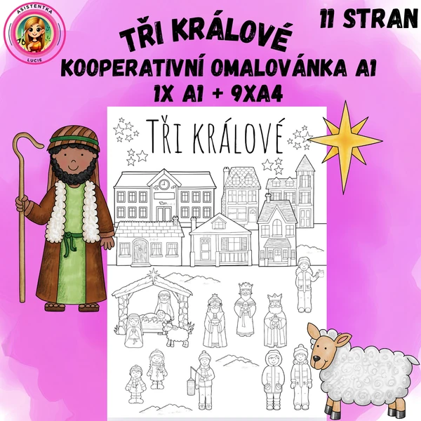 Tři králové - kooperativní omalovánka