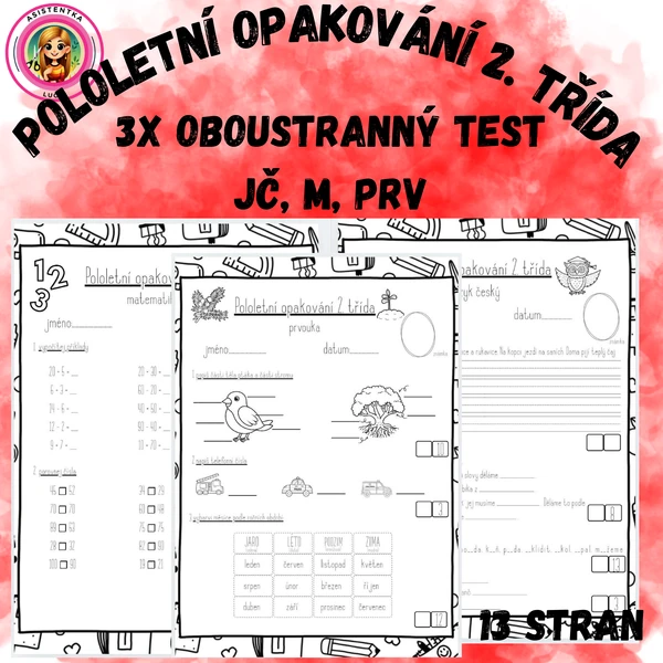 Pololetní opakování pro 2. třídu - JČ, M, PRV