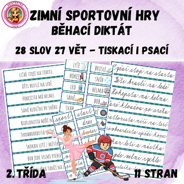 Zimní sportovní hry - běhací diktát pro 2. třídu