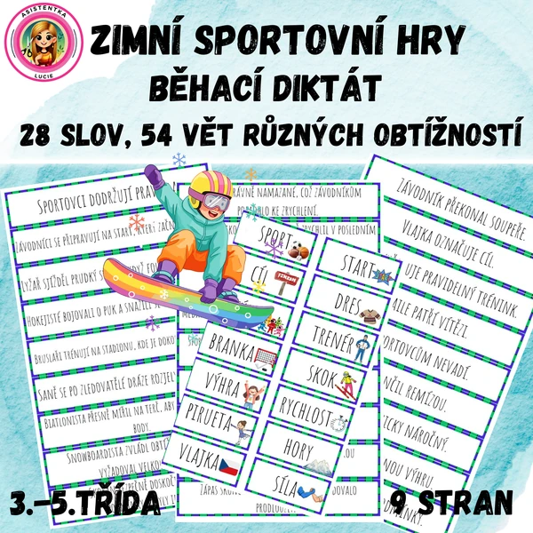 Zimní sportovní hry - běhací diktát pro 3. - 5. třídu