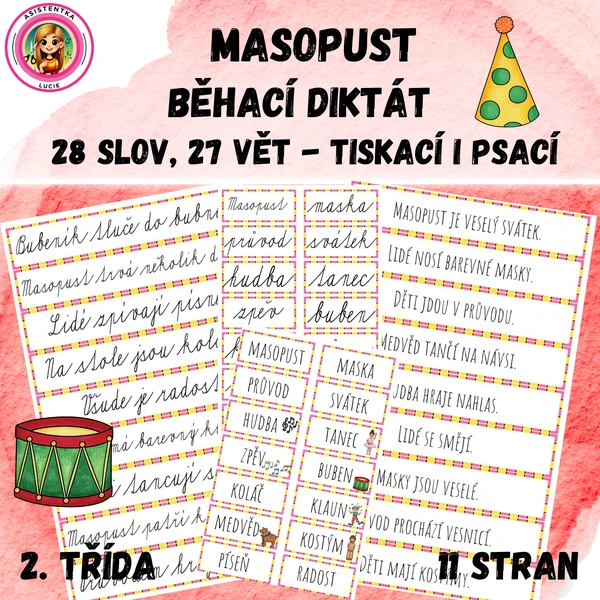 Masopust - běhací diktát pro 2. třídu