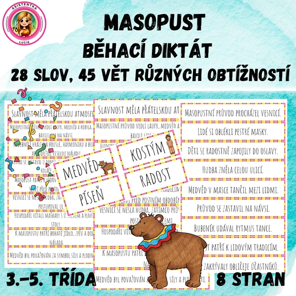 Masopust - běhací diktát pro 3. - 5. třídu