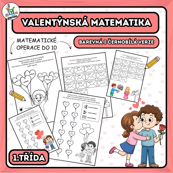 Valentýnská matematika - 1. třída - pracovní listy