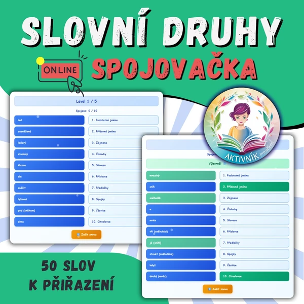Slovní druhy ZIMA - online