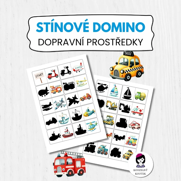 Domino - doprava | dopravní prostředky | bagr | auto | stínohrátky
