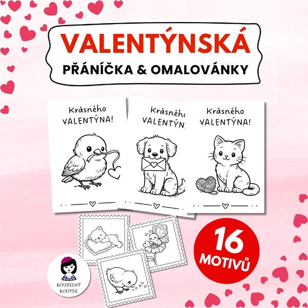 Valentýnská přáníčka a omalovány | Valentýnky | Valentýn | Únor | Láska |