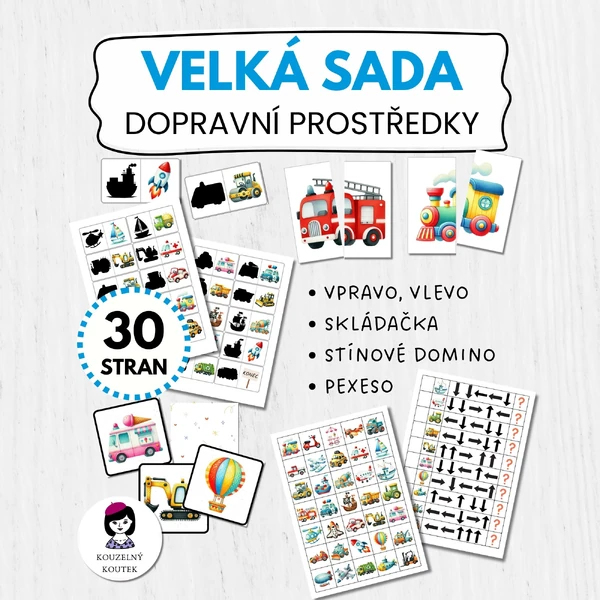 Velká sada - doprava | dopravní prostředky | bagr | auto | stínohrátky