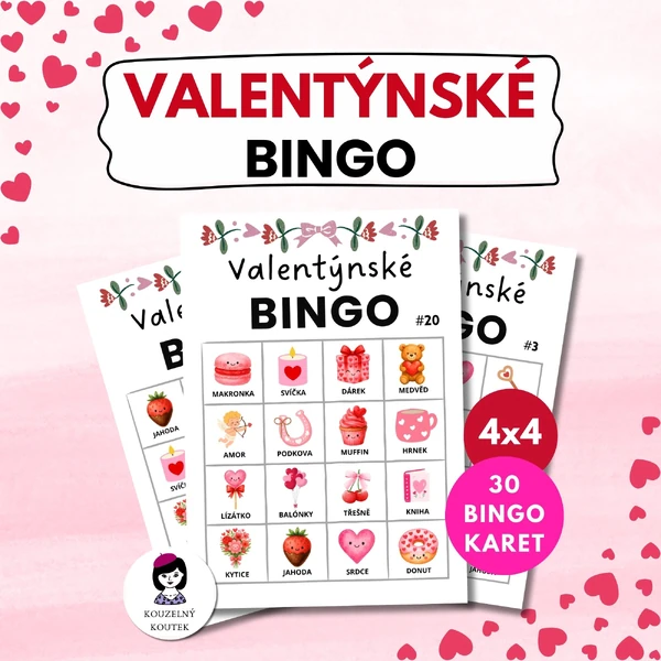 Valentýnské bingo - hra pro děti | Valentýn | Únor | Láska