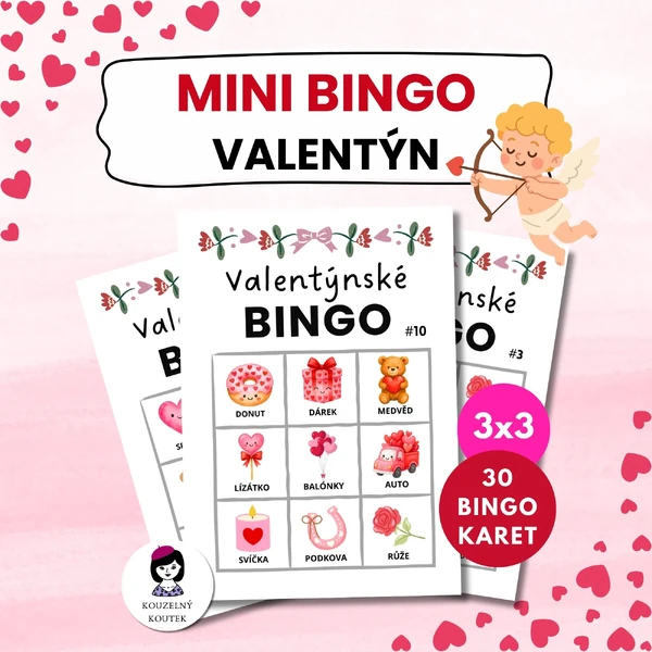 Valentýnské mini bingo - hra pro nejmenší děti | Valentýn | Únor | Láska
