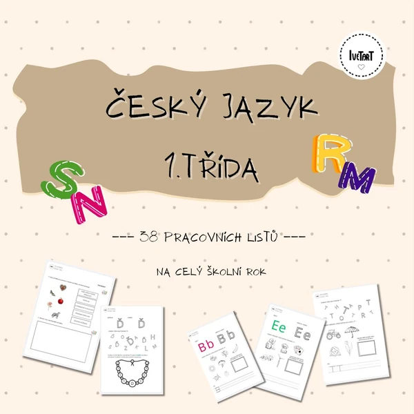 Sada pracovních listů - ČESKÝ JAZYK - 1.třída
