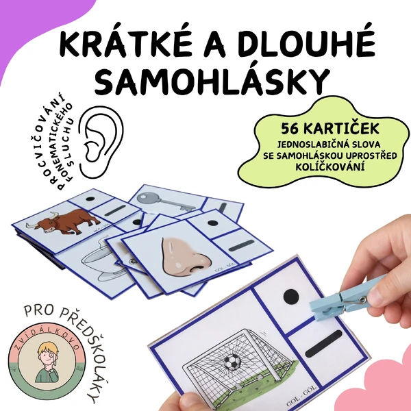 Krátké a dlouhé samohlásky - fonematický sluch 