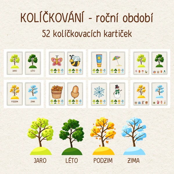 Roční období - kolíčkování (52 kartiček)