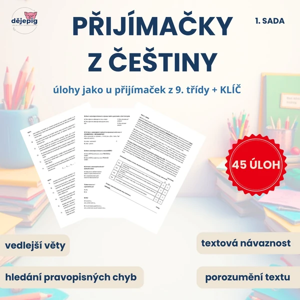 Přijímačky z češtiny (9. třída) - práce s textem, pravopis, slovní druhy