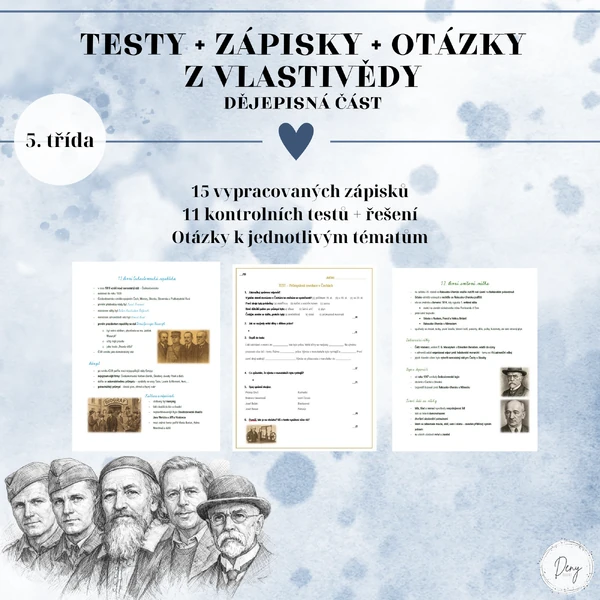 Balíček - Zápisky, testy a otázky z vlastivědy (dějepisná část) 5.ročník