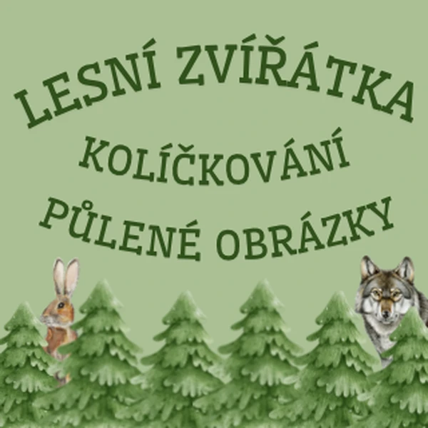 Lesní zvířátka - kolíčkování, půlené obrázky