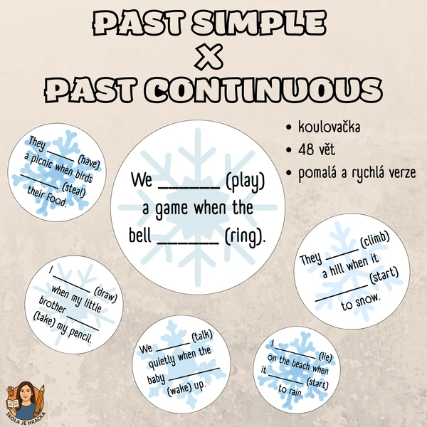 Sněhová bitva - past simple, past continuous