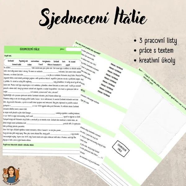 Sjednocení Itálie - pracovní list