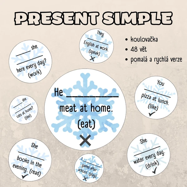 Sněhová bitva - present simple