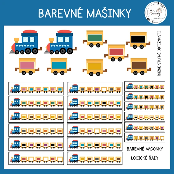 Barevné mašinky - logická skládačka