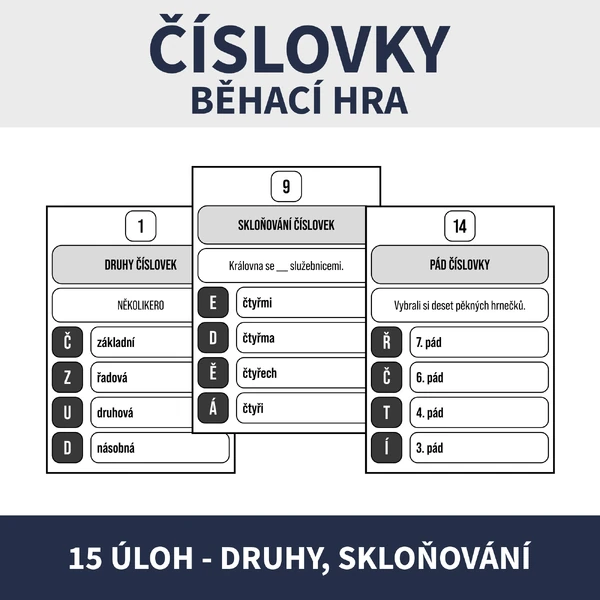 ČÍSLOVKY - BĚHACÍ HRA (druhy, skloňování)