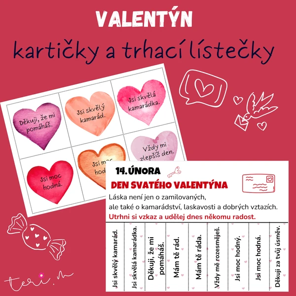 VALENTÝN - kartičky a trhací lístečky
